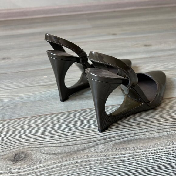 Jil Sander Patent Leather Olive Heels - Picture 5 of 9